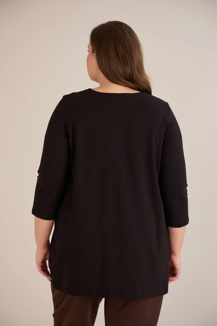 Pamučna tunika s 7/8 rukavima s detaljem | veće veličine