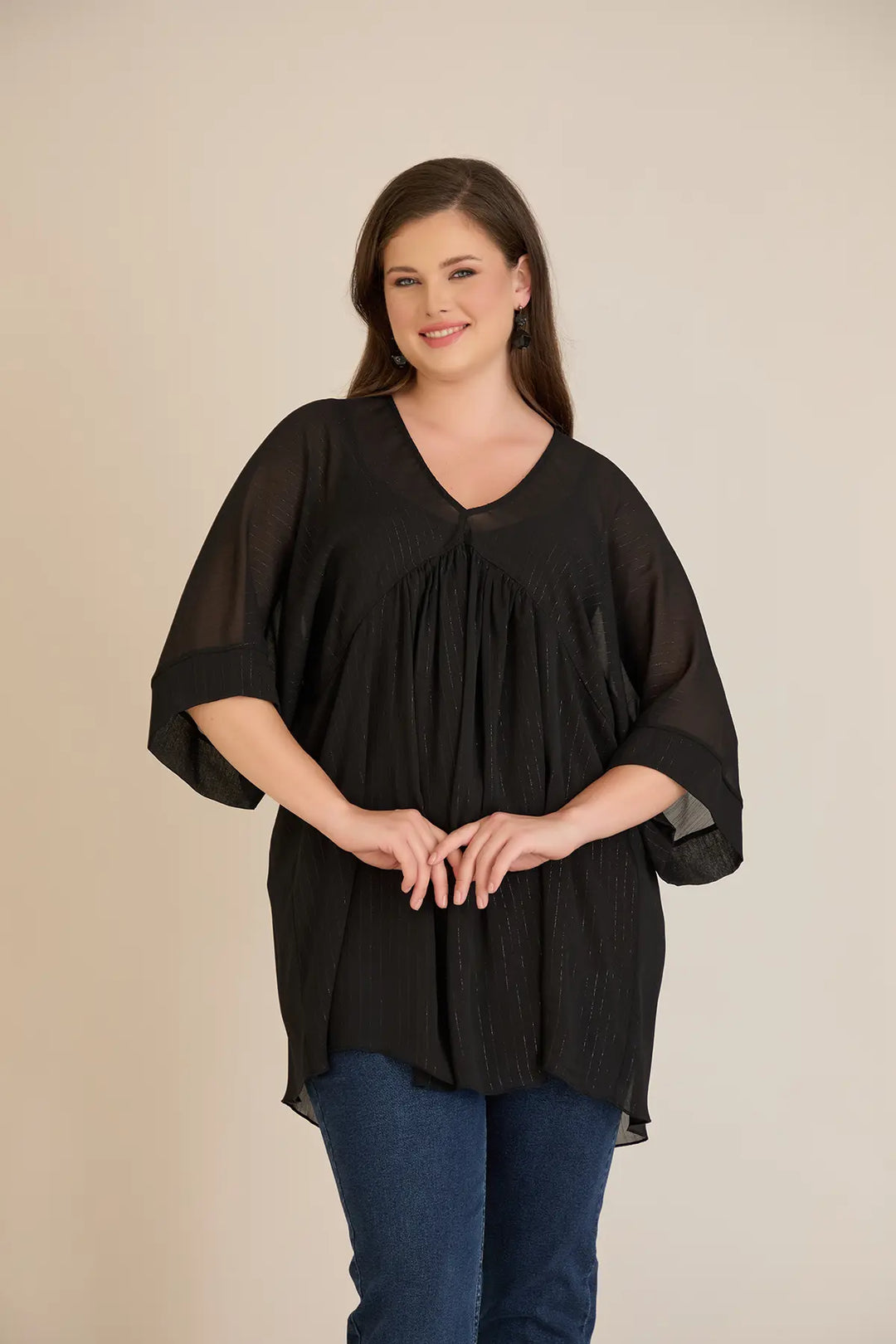 Ženska tunika od luksuznog šifona s elastičnom podstavom