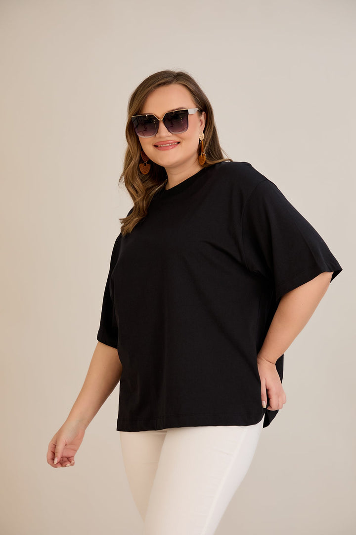 Pamuk (100%) oversized majica - crna 10355