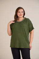 Bluza s dekoracijom od kamenčića – zelena