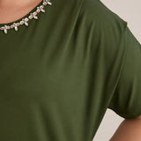 Bluza s dekoracijom od kamenčića – zelena