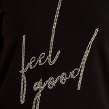 Pamučna majica s V-izrezom i printom od kamenčića “Feel good”