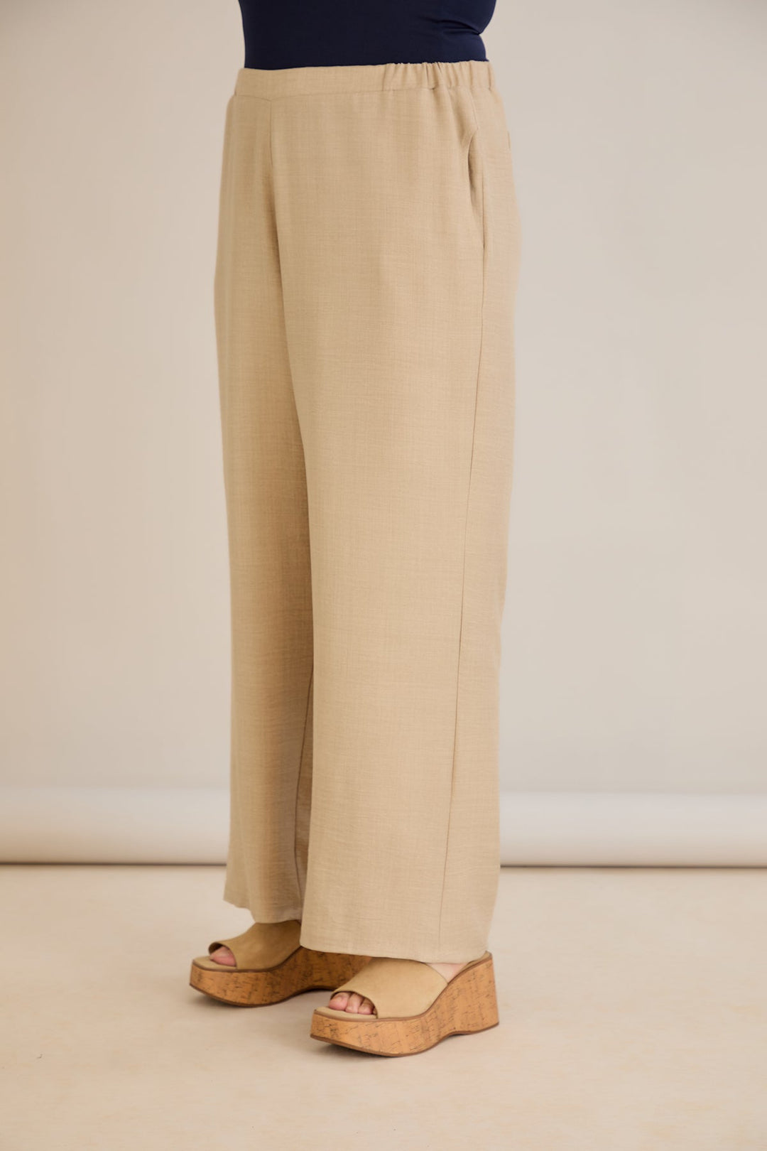 Široke ljetne hlače - Bež boja