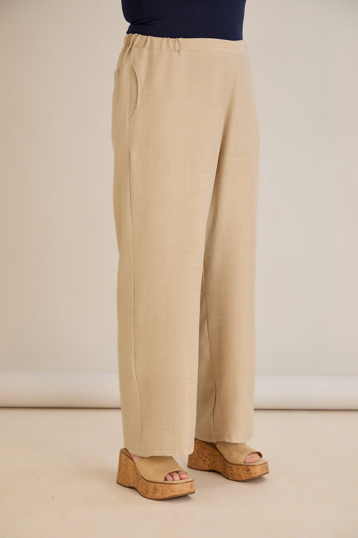 Široke ljetne hlače - Bež boja