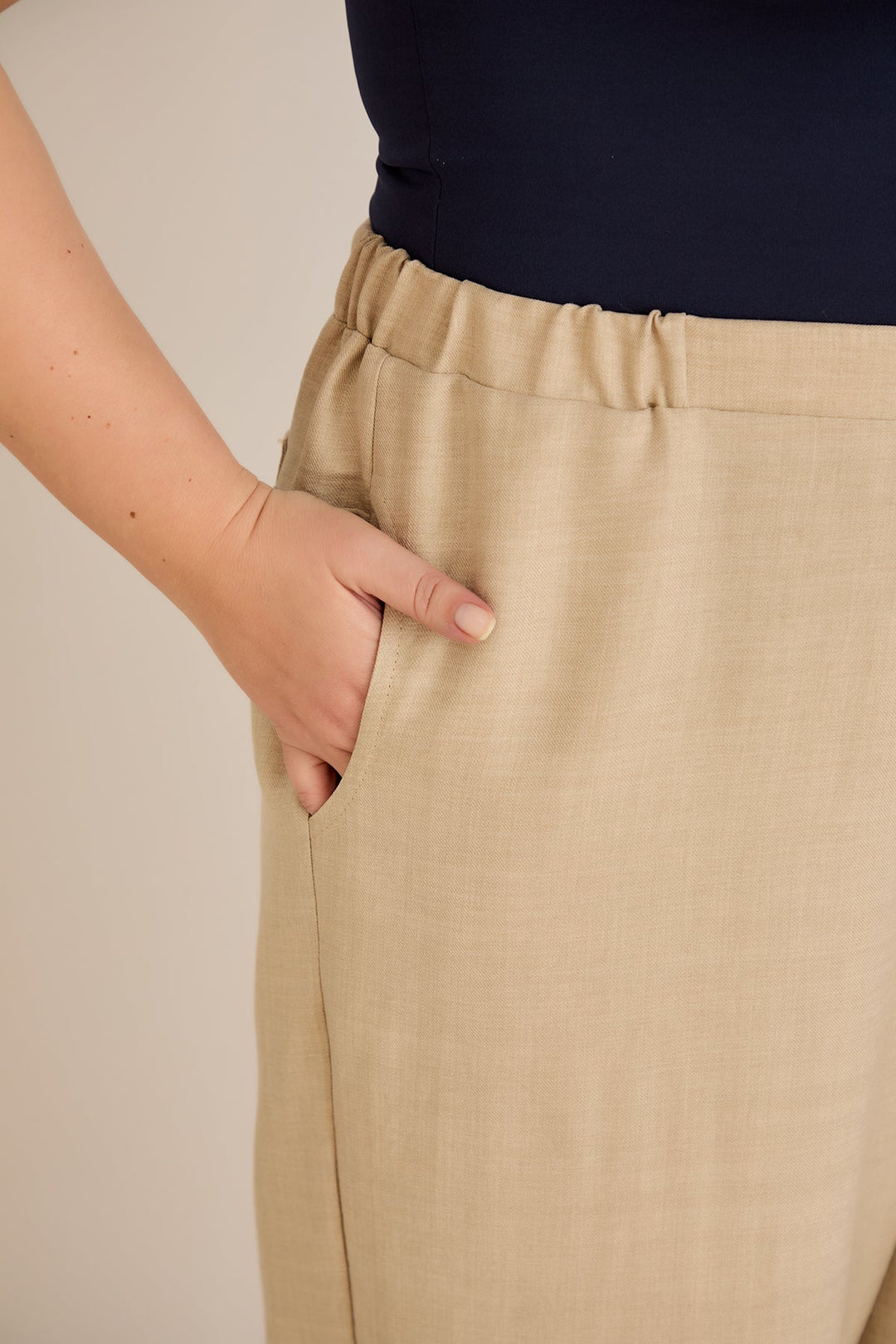 Široke ljetne hlače - Bež boja