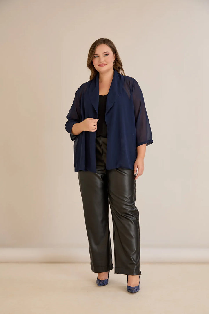 Praznična pelerina od šifona u tamno plavoj boji