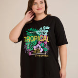 Pamučna majica s printom i ušivenim šljokicama Tropical