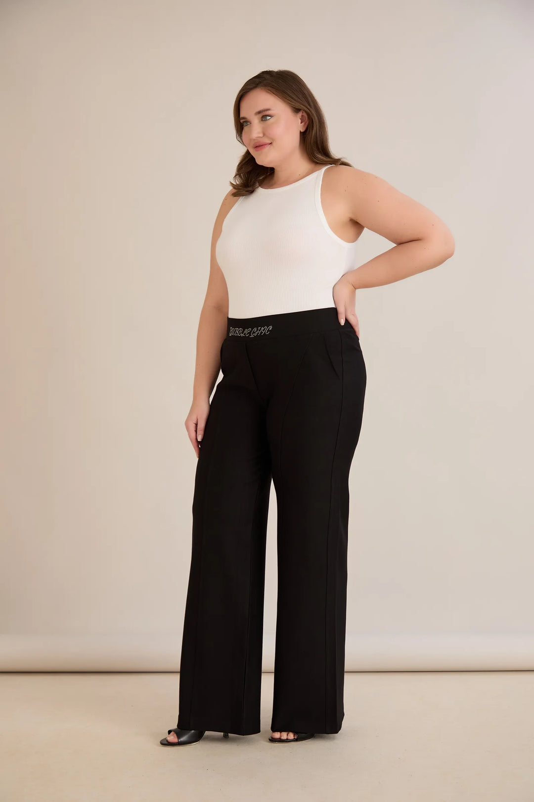 Ekskluzivne široke pantalone Borisa s kamenčićima na pojasu