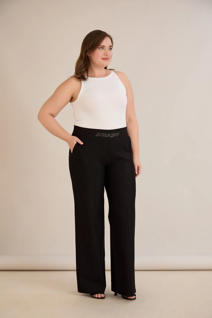 Ekskluzivne široke pantalone Borisa s kamenčićima na pojasu