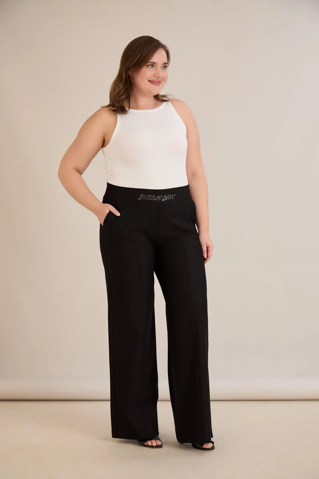 Ekskluzivne široke pantalone Borisa s kamenčićima na pojasu