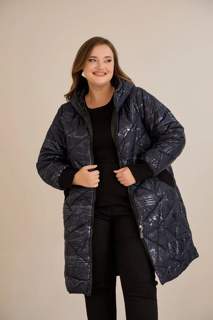 Prijelazna jakna A-linije u tamnoplavoj boji