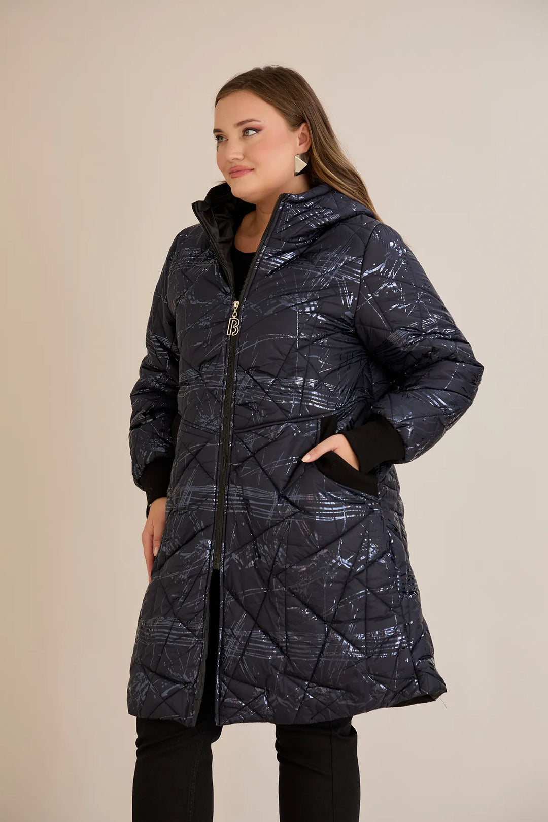 Prijelazna jakna A-linije u tamnoplavoj boji