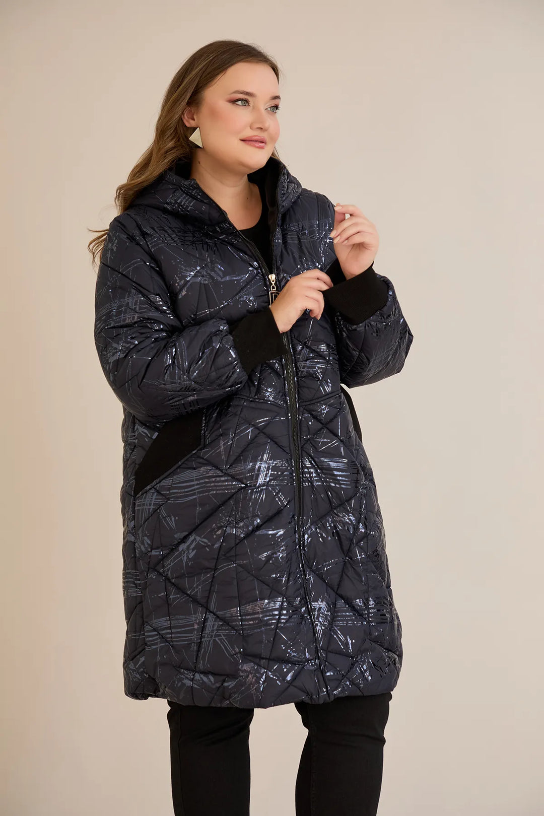 Prijelazna jakna A-linije u tamnoplavoj boji