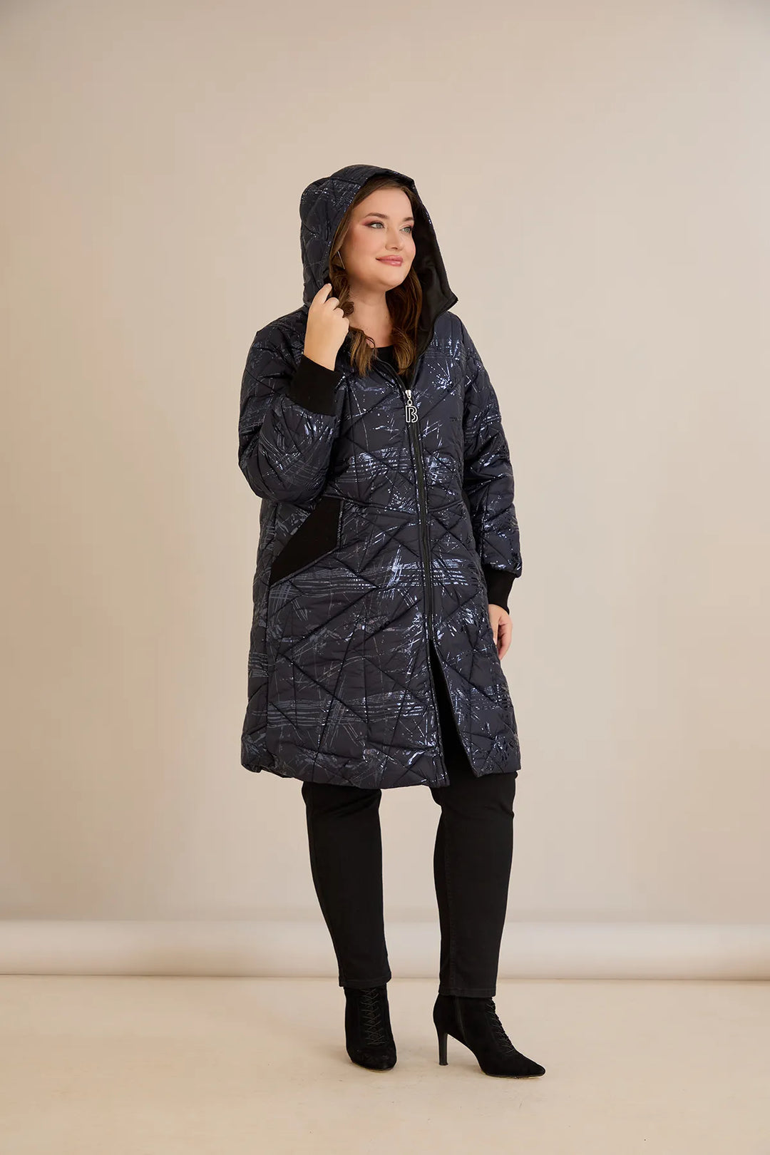 Prijelazna jakna A-linije u tamnoplavoj boji