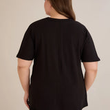 Plus size pamučna bluza s perlama i atraktivnim izrezom