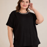 Bluza s dekoracijom od kamenčića – Crna