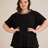 Bluza s dekoracijom od kamenčića – Crna