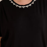 Bluza s dekoracijom od kamenčića – Crna