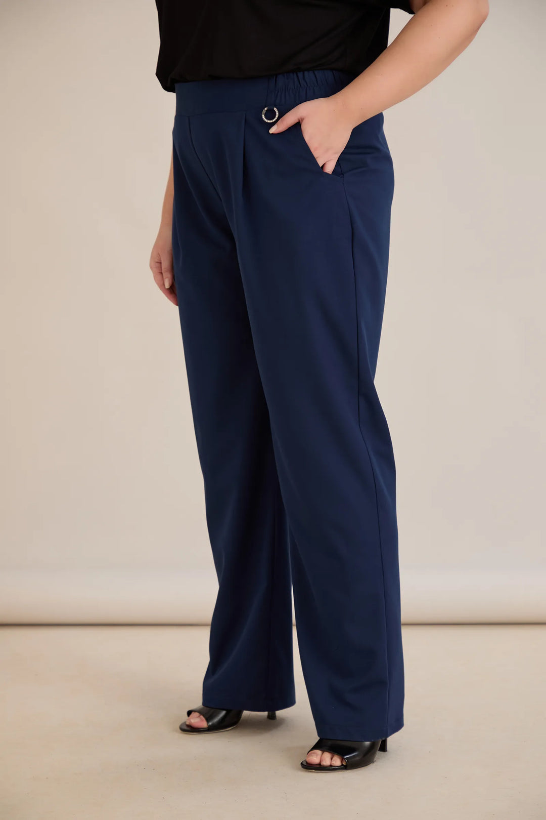 Široke ljetne elastične hlače s pamukom – plava