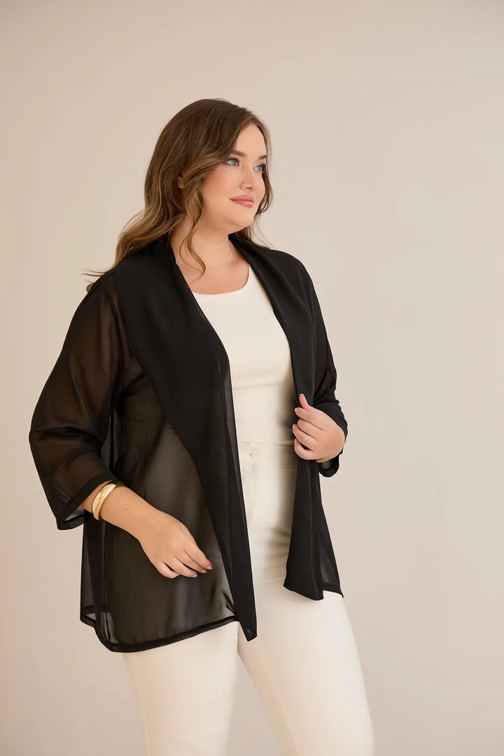 Praznična pelerina od šifona u crnoj boji