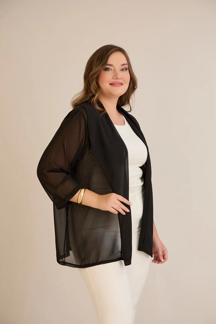 Praznična pelerina od šifona u crnoj boji