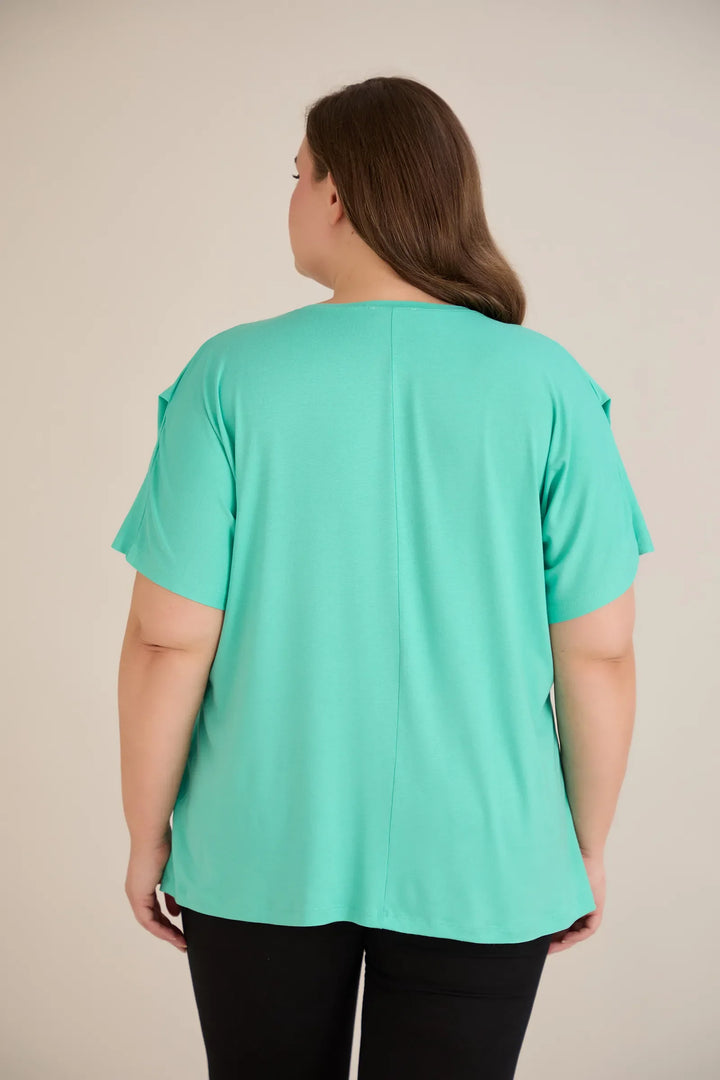 Bluza s dekoracijom od kamenčića - akva
