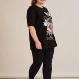 Pamučna majica s Botanical printom i ukrasnim kamenčićima