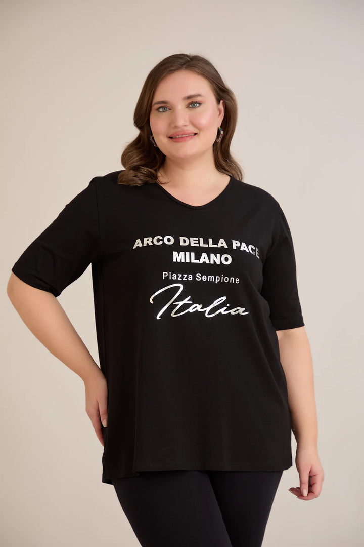 Pamučna majica sa srebrnim printom Italia