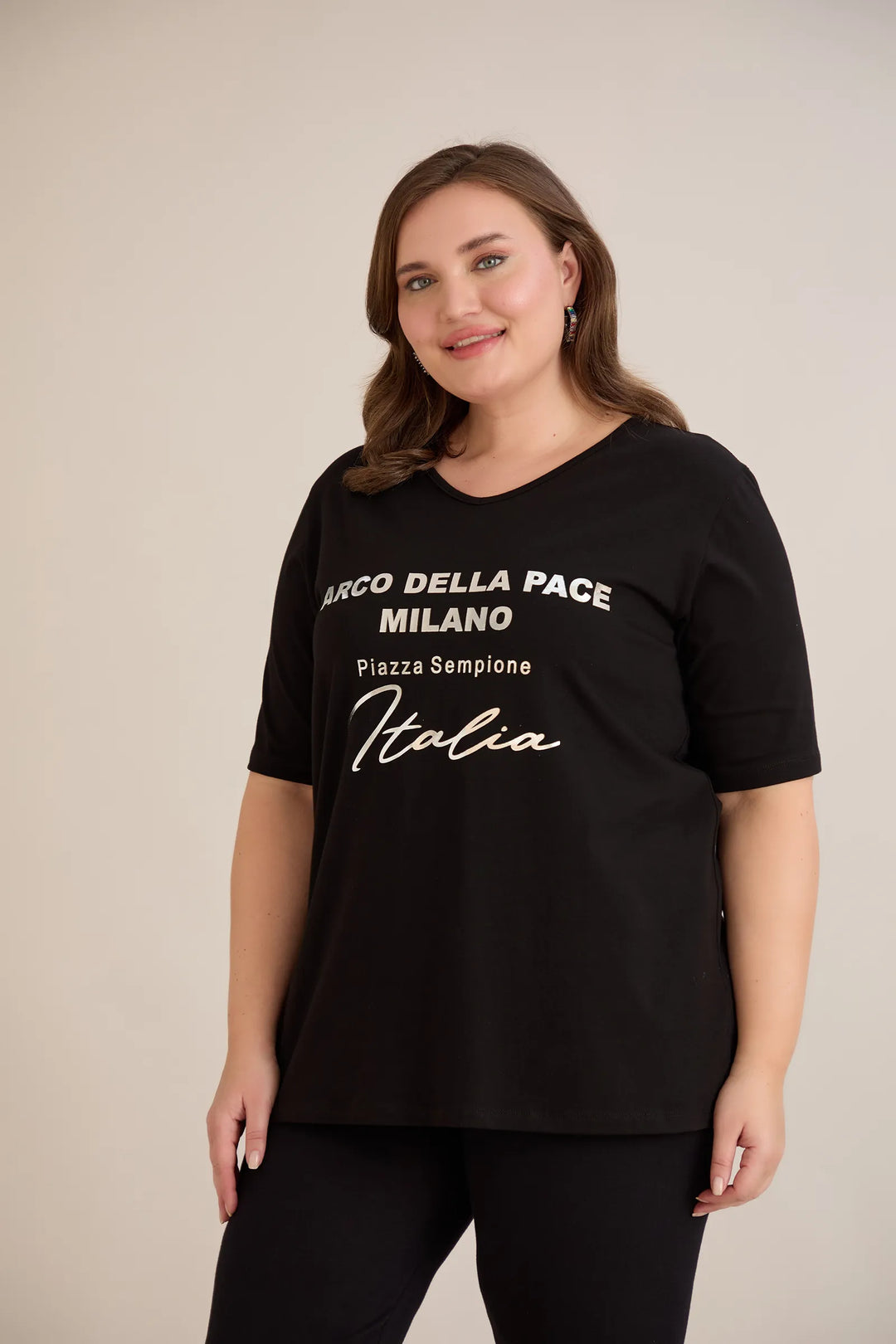 Pamučna majica sa srebrnim printom Italia
