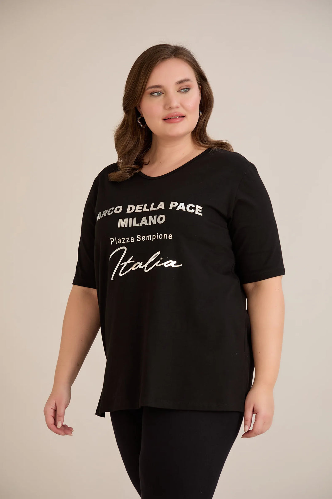 Pamučna majica sa srebrnim printom Italia