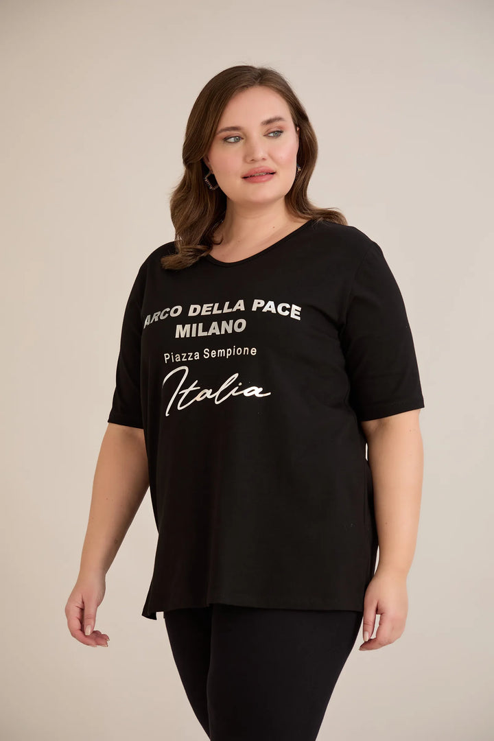 Pamučna majica sa srebrnim printom Italia