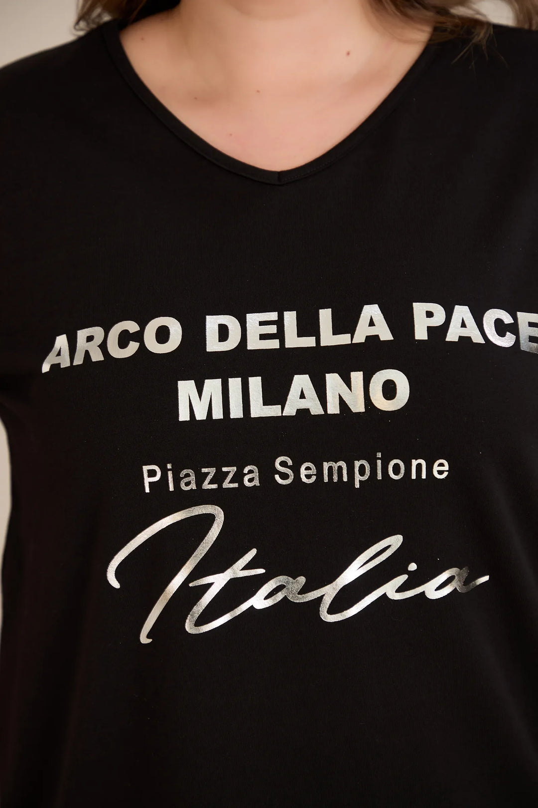 Pamučna majica sa srebrnim printom Italia