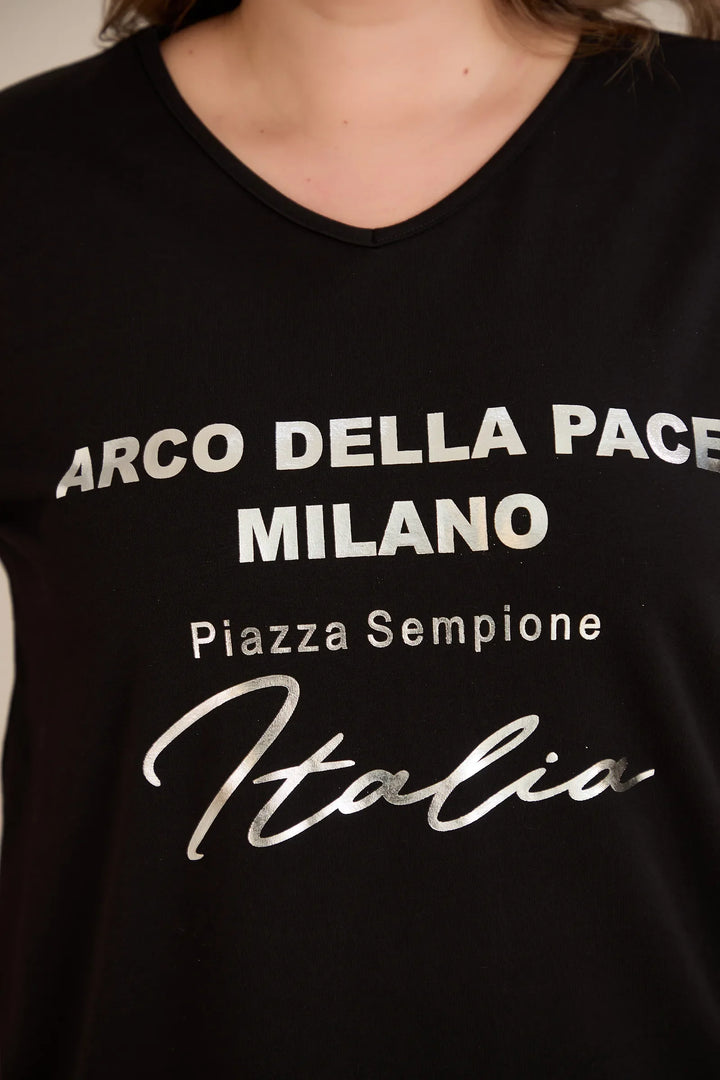 Pamučna majica sa srebrnim printom Italia