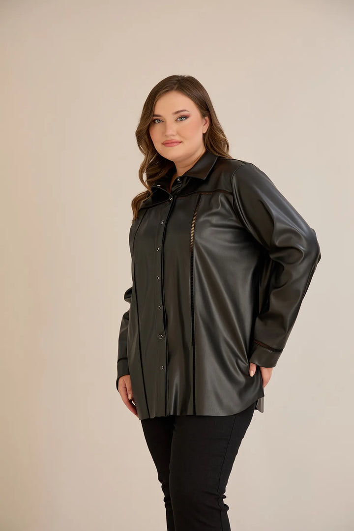 Stilska kožna košulja s dekorativnim šavovima