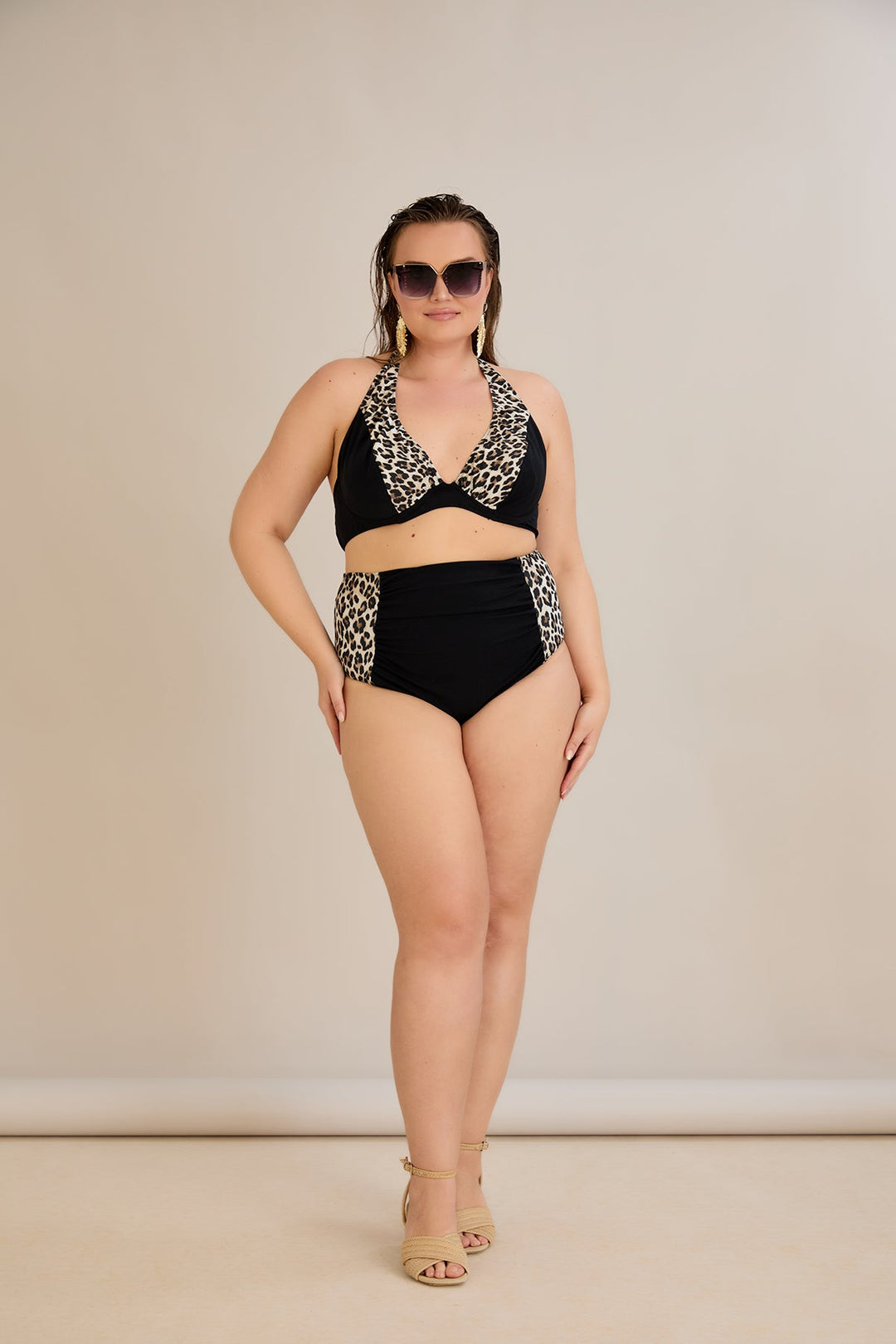 Kupaći kostim s naborom u leopard printu