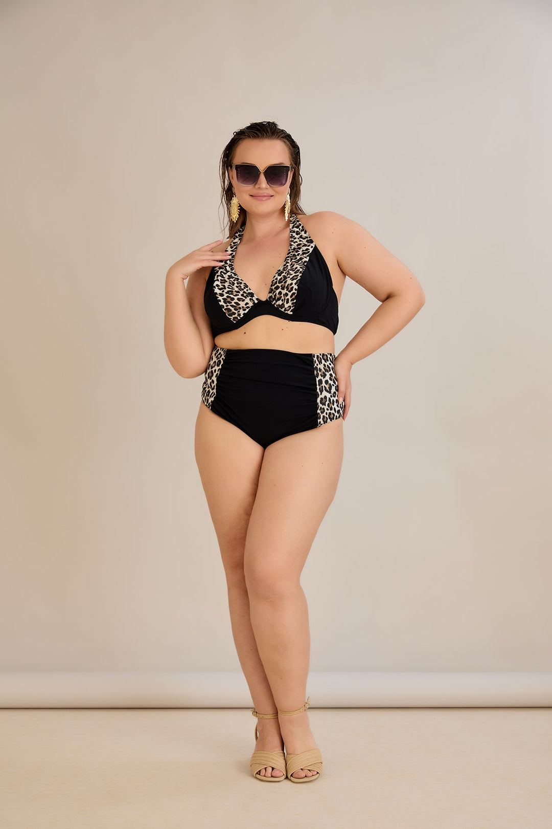 Kupaći kostim s naborom u leopard printu