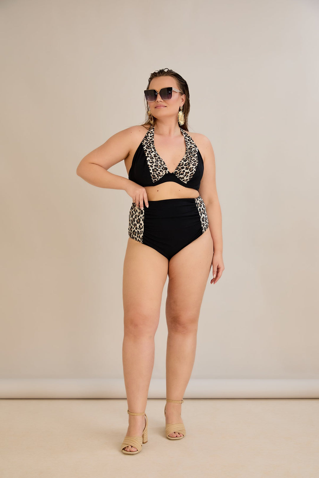 Kupaći kostim s naborom u leopard printu
