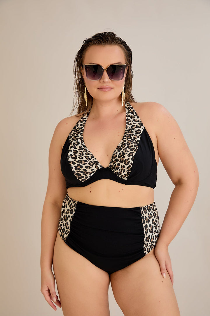 Kupaći kostim s naborom u leopard printu