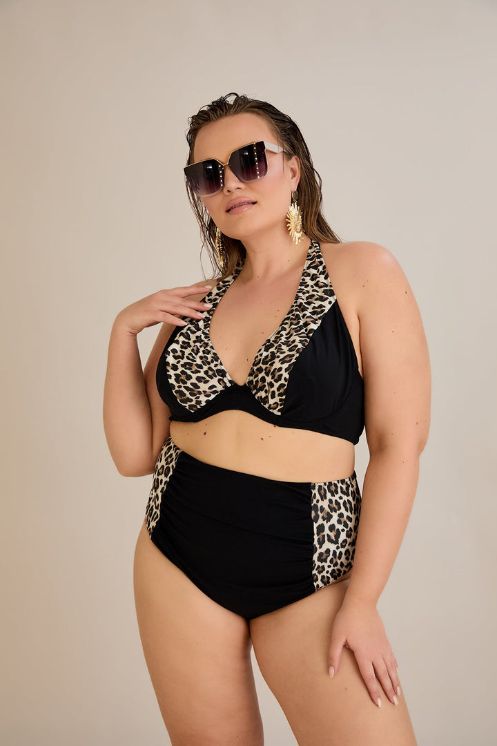 Kupaći kostim s naborom u leopard printu