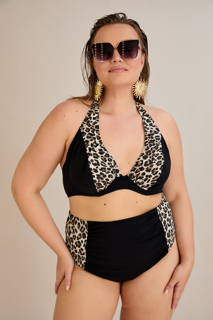 Kupaći kostim s naborom u leopard printu