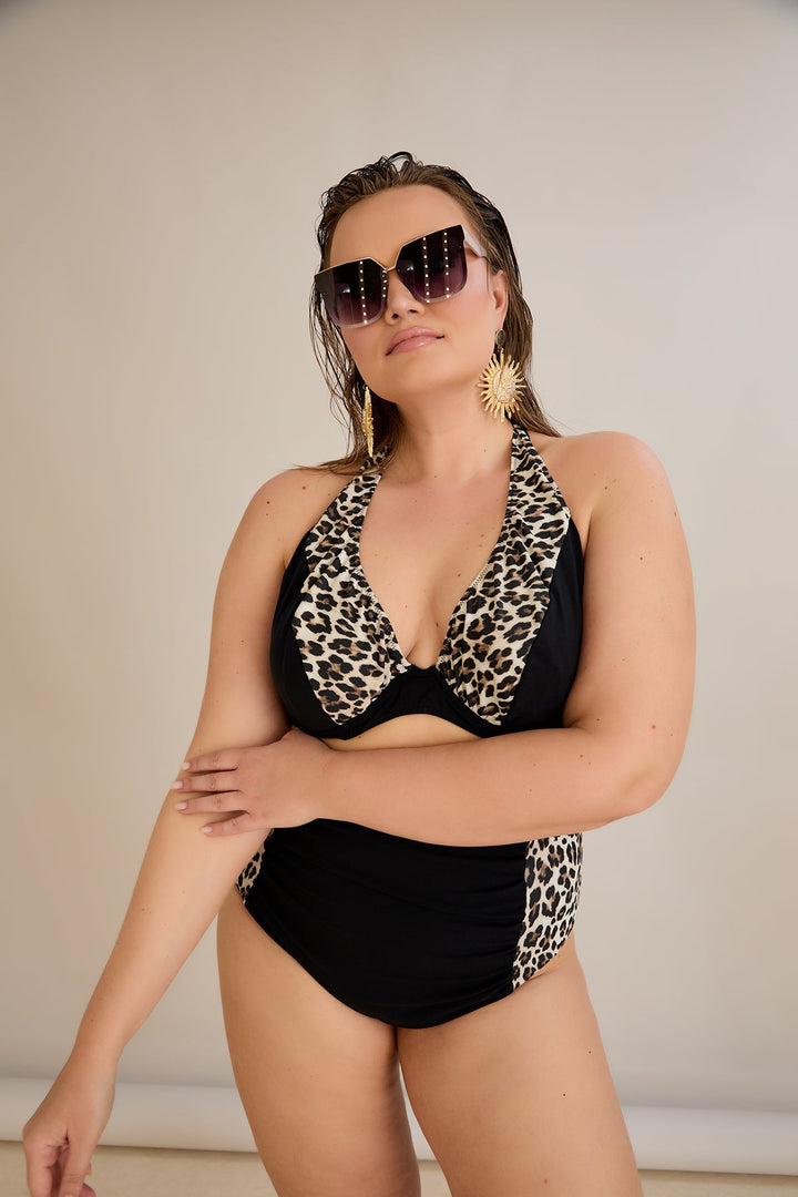 Kupaći kostim s naborom u leopard printu