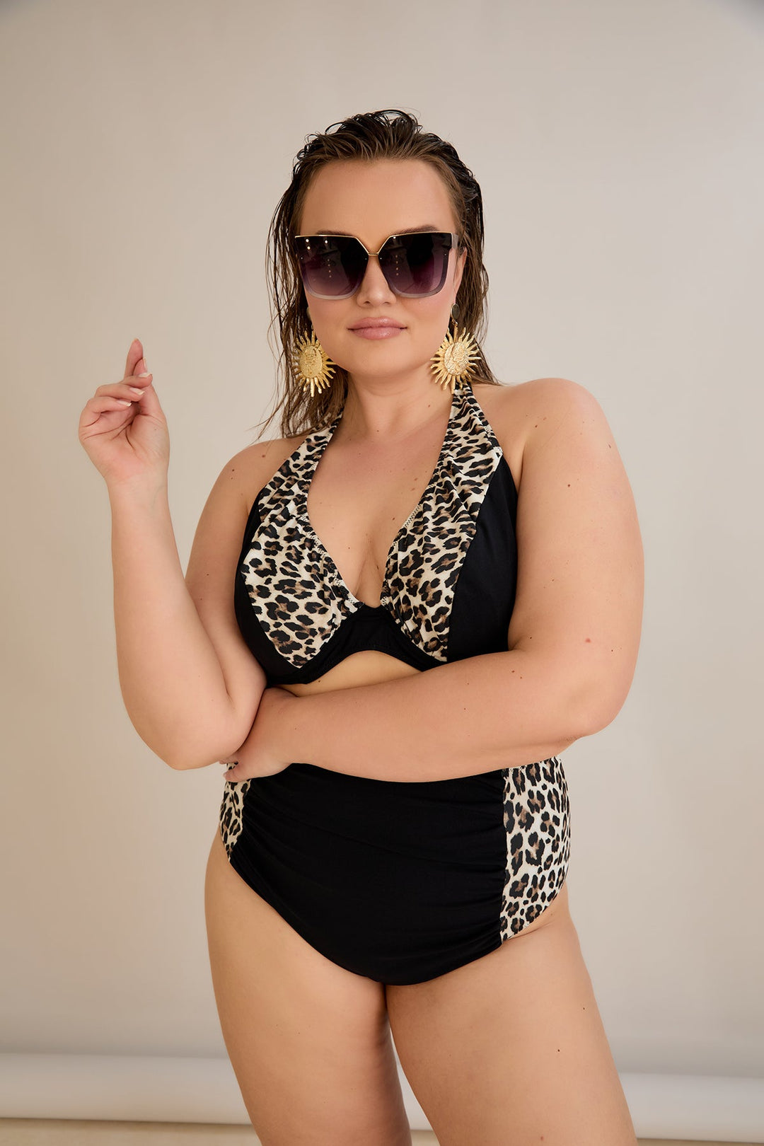 Kupaći kostim s naborom u leopard printu