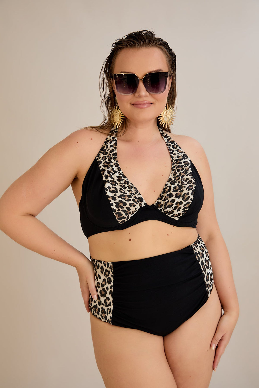 Kupaći kostim s naborom u leopard printu