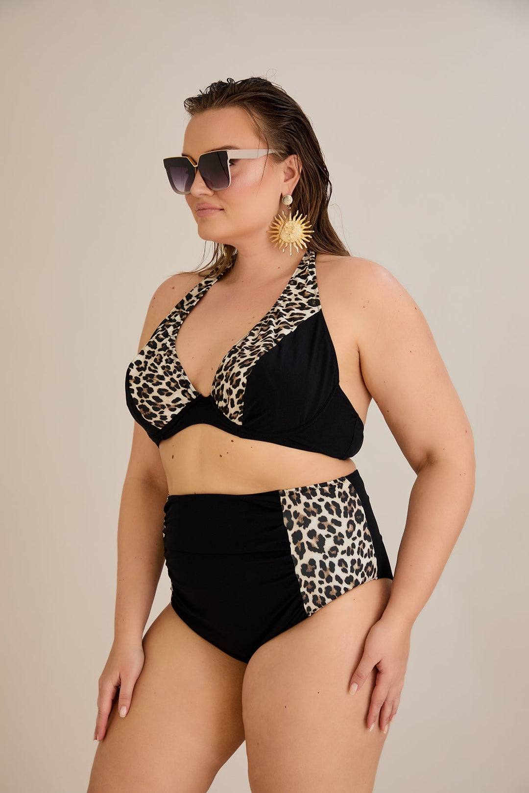 Kupaći kostim s naborom u leopard printu