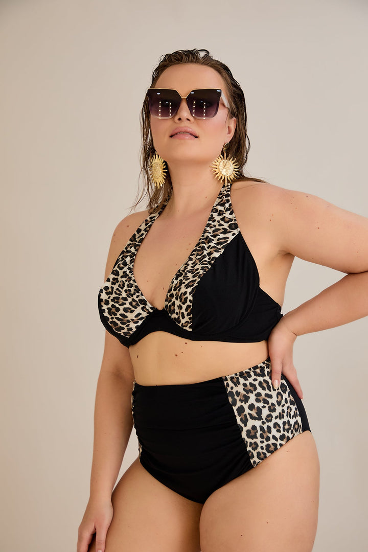 Kupaći kostim s naborom u leopard printu