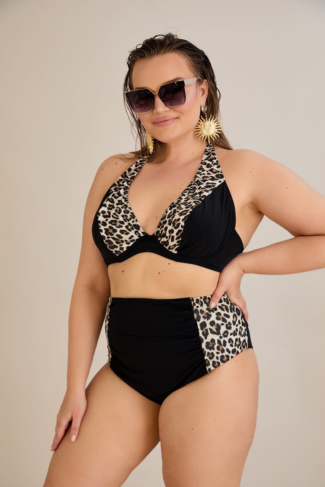 Kupaći kostim s naborom u leopard printu
