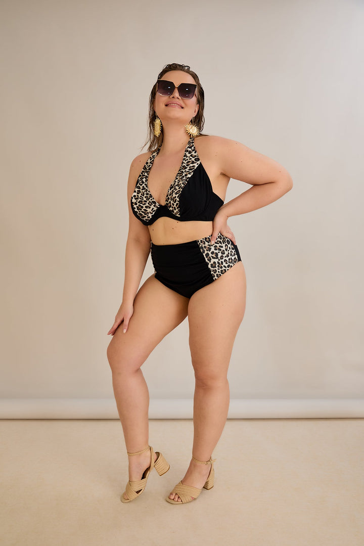 Kupaći kostim s naborom u leopard printu