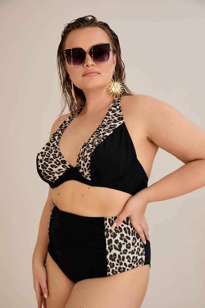 Kupaći kostim s naborom u leopard printu