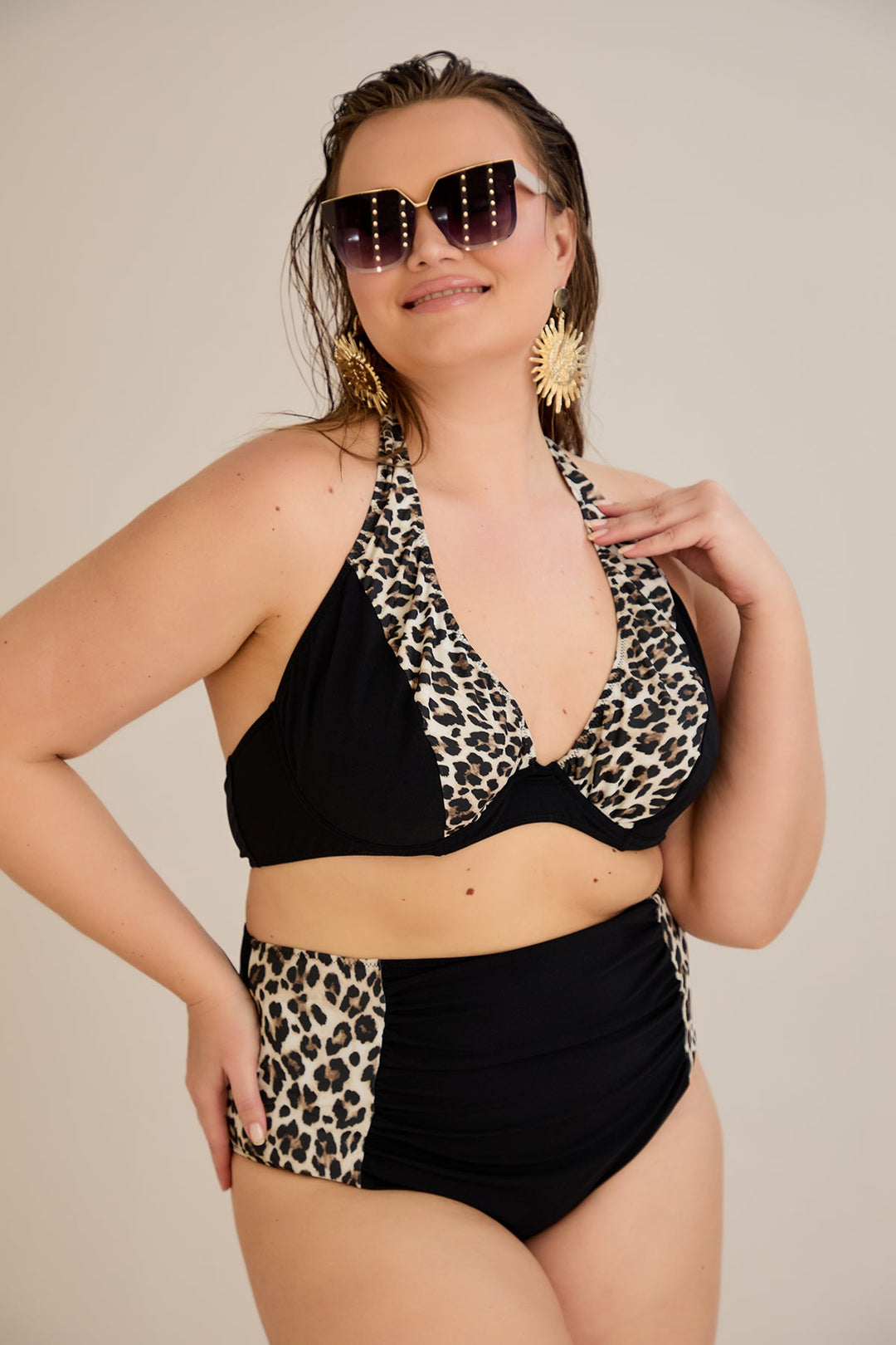Kupaći kostim s naborom u leopard printu