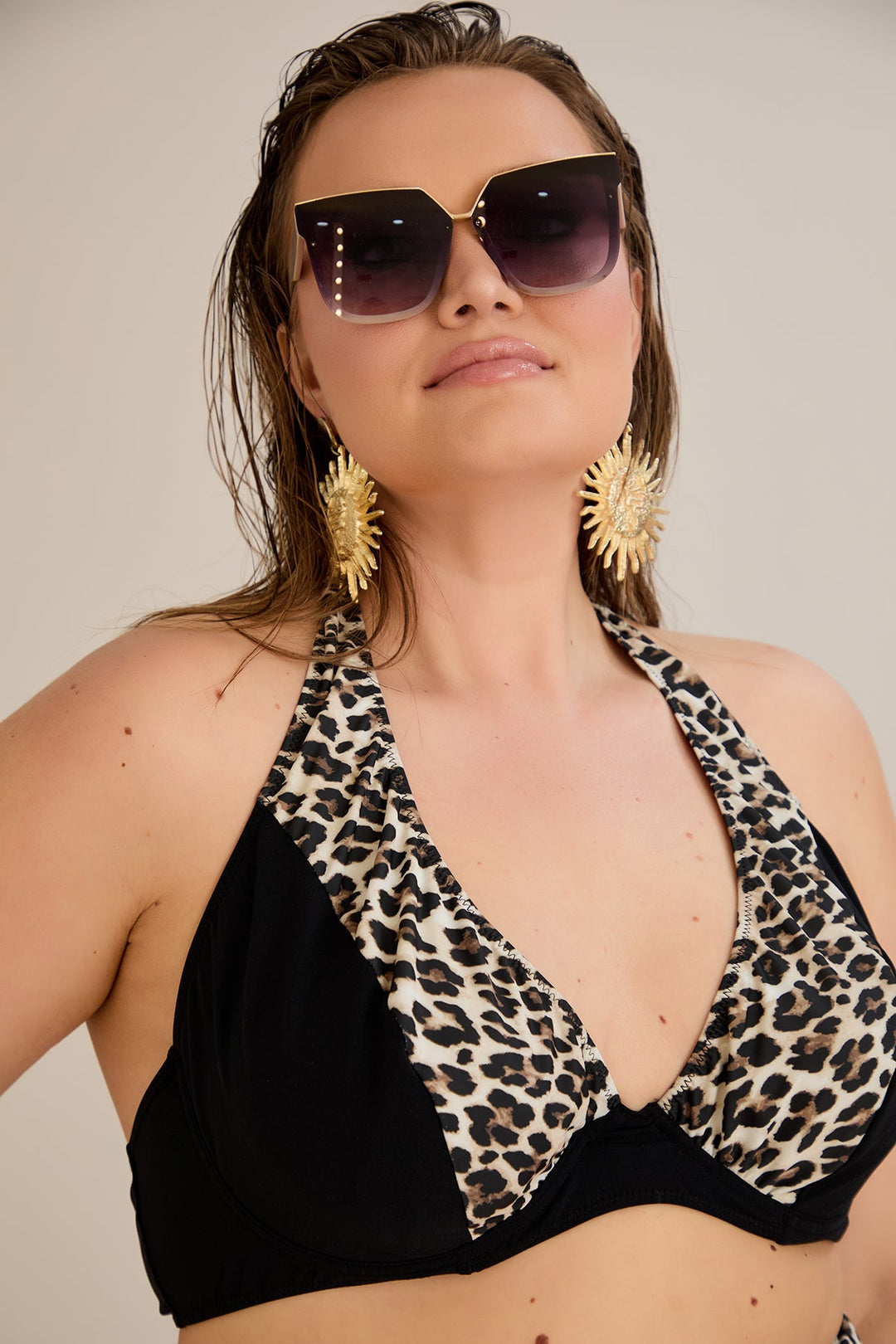 Kupaći kostim s naborom u leopard printu